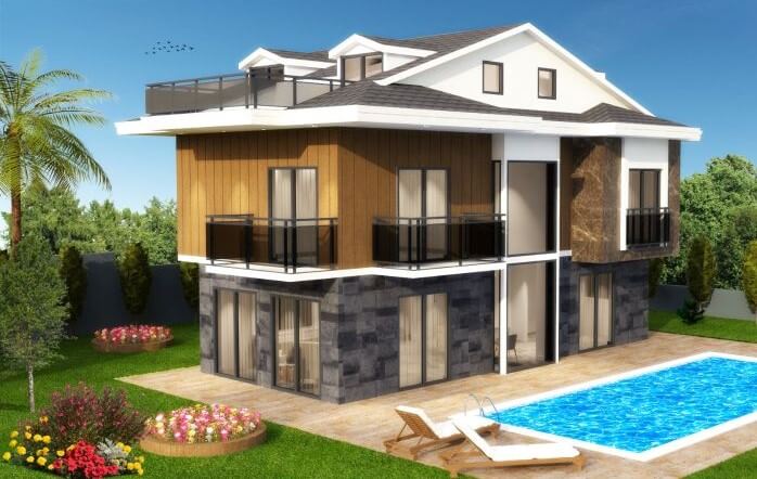 Deluxe 4 Bedroom Villas for sale in Fethiye. Calıs District.