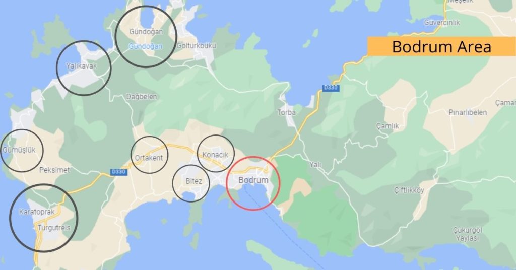 Bodrum area map